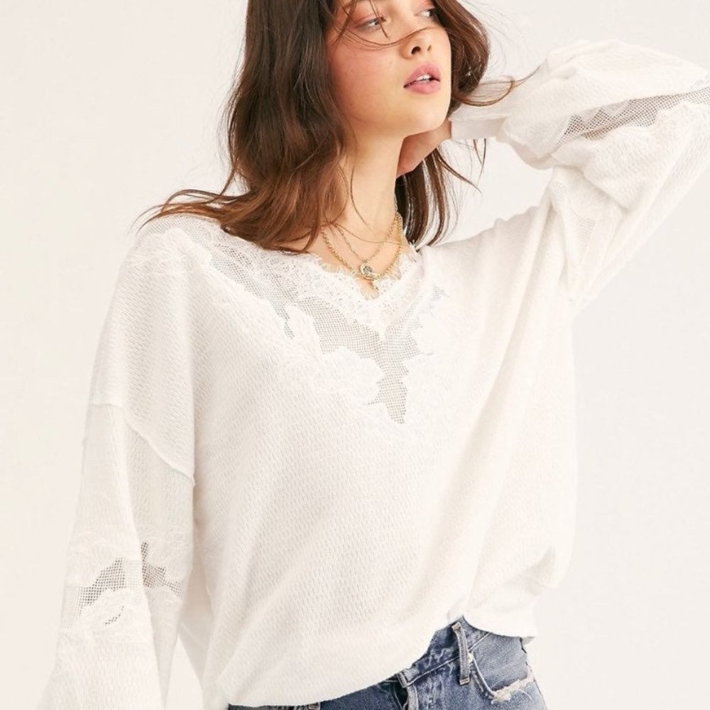Free People “Lotus” Thermal Sweater NWT